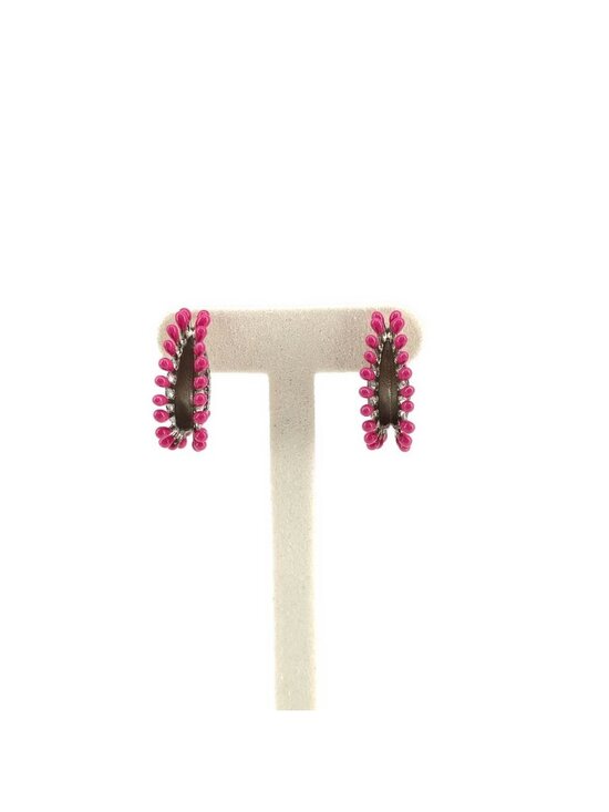 Bottega Veneta Jewelry - Bottega Veneta Trap Earrings Pink Silver